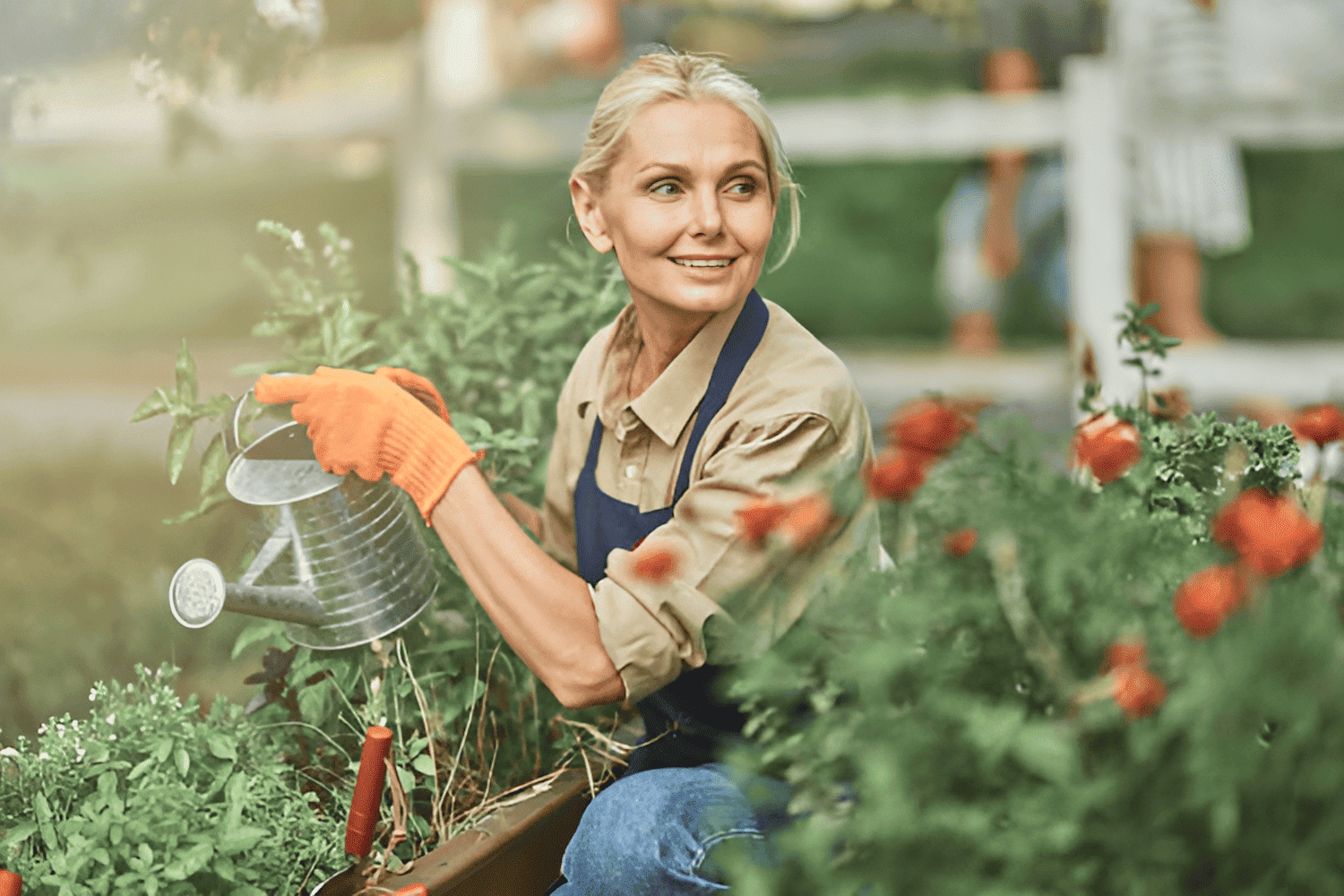 older woman working in the garden